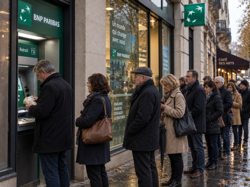 Relevé d’attente sur un trottoir, file devant une entrée